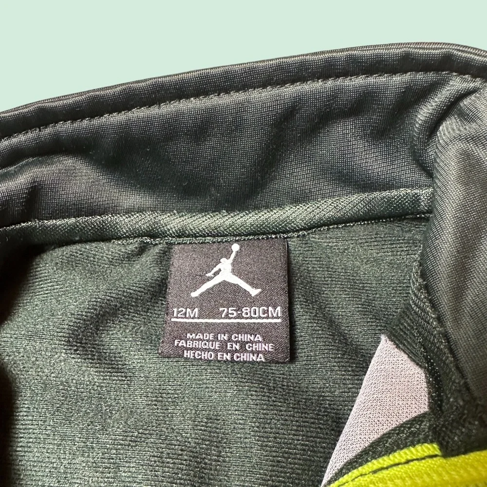 Baby Air Jordan Shades Of Green Zip Up Track Jacket Size 12 Mon Neon Embroidery